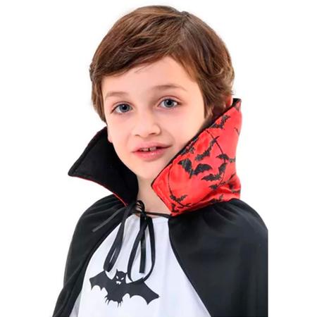 Camiseta Infantil Drácula com Capa e Máscara - Tam 1 a 5 anos Preto