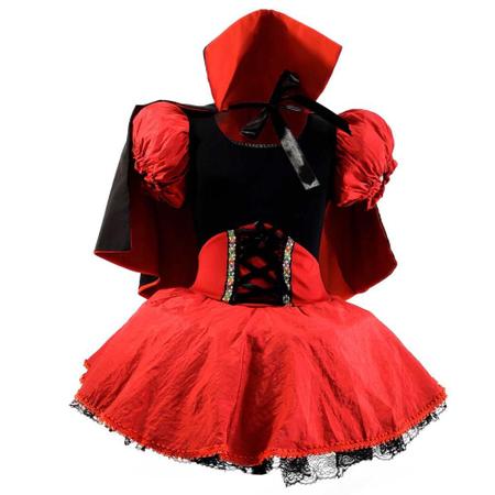 Fantasia Capa Pontuda de Vampiro Vermelho Infantil de Halloween