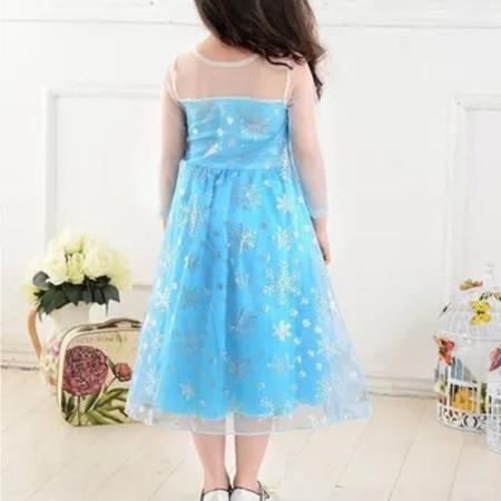 Imagem de Fantasia Vestido Elsa Frozen Com Capa Meninas Princesas