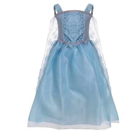 Vestido Infantil Frozen Elsa Com Capa Azul Fantasia Menina - Tio Dedé -  Fantasias para Crianças - Magazine Luiza