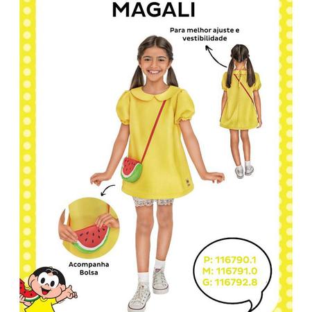 Fantasia Vestido Magali Infantil Luxo Turma da M nica Tamanho de 3