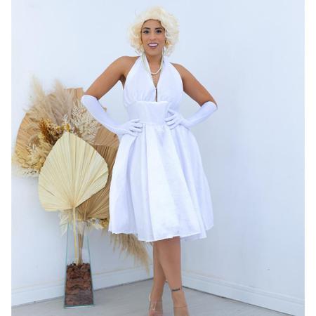 Imagem de Fantasia Vestido Marilyn Monroe Adulto Feminino Cosplay Retro Vintage Festa Anos 60 Carnaval Rock'n Roll Halloween