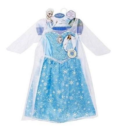 Fantasia Vestido Elsa Frozen Som e Luz com Capa