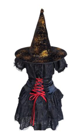 Fantasia Halloween Feminina Vestido De Bruxa Midi C/ Chapéu - H2