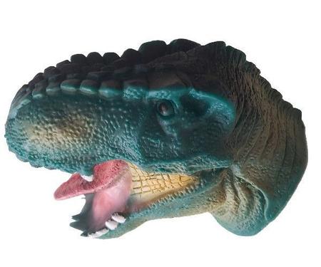 Imagem de Fantoche De Dinossauro Brinquedo Tiranossauro Verde De Vinil