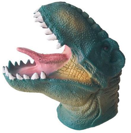 Imagem de Fantoche De Dinossauro Brinquedo Tiranossauro Verde De Vinil