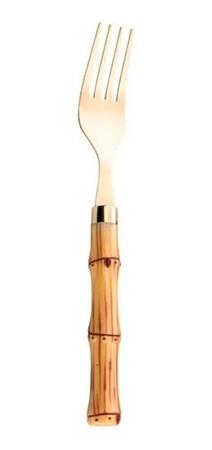 Imagem de Faqueiro 24 Pcs Bambu Aço Inox Dourado Bon Gourmet
