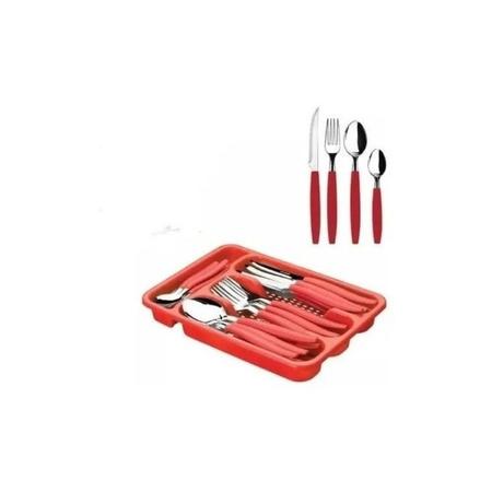 Faqueiro 25 Pcs Fratelli Vermelho Aço Inox Imagem de Faqueiro 25 Pcs Fratelli Vermelho Aço Inox