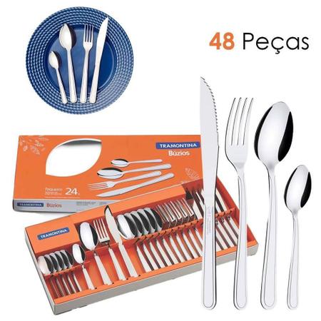 Kit Garfo + Faca Euro 48 Peças - Line - Original Line - Faqueiro / Jogo de Talheres - Magazine Luiza