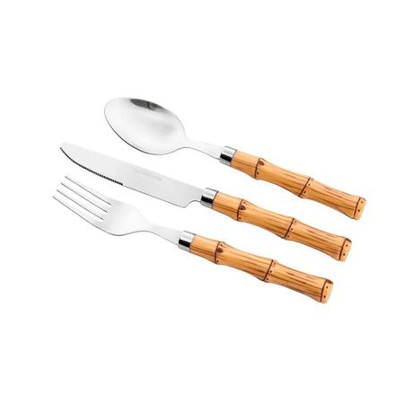 Imagem de Faqueiro De Aço Inox 24 Pcs Com Cabo De Plastico Bamboo