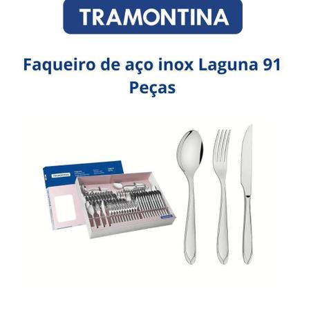 Jogo de Talheres Garfo Faca de Mesa Aço Inox 12 Peças Laguna Tramontina