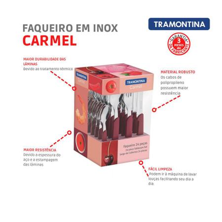 Imagem de Faqueiro em Inox Carmel com 24 Peças 23499/027 Carmín Escuro Tramontina 