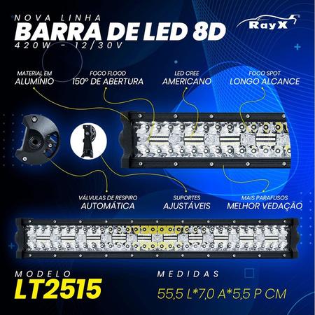 Imagem de Farol Barra 140 LEDs 8D 420W Auxiliar Off Road