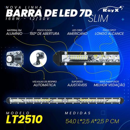 Imagem de Farol Barra 56 LEDs 7D SLIM 168W Auxiliar Off Road
