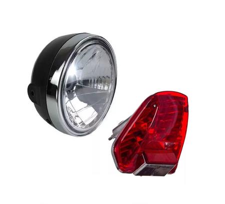 Imagem de Farol Bloco Ótico Carcaça Aro Cromado + Lanterna Traseira Lente Vermelha  Cbx 250 Twister De 2001 Ate 2008