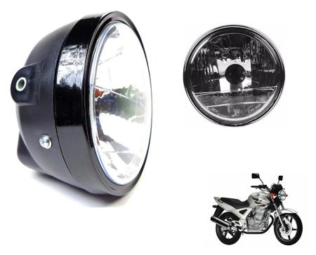 Imagem de Farol Completo Globo Bloco Optico Aro Carcaça Cbx 250 Twister Aro Preto - 140510