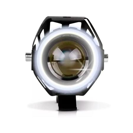 Imagem de Farol Led Angel Eye Auxiliar, Neblina U7 c/ Botão