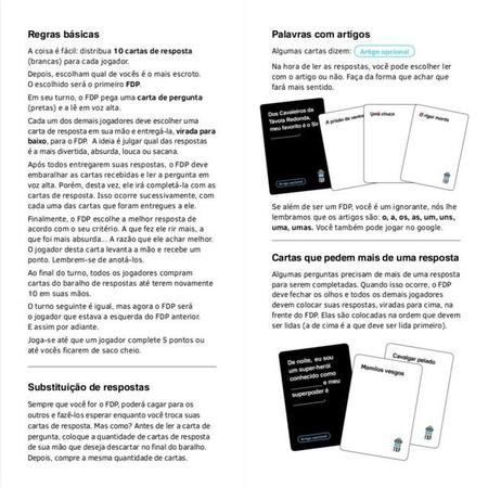 FDP 5 (Foi de Propósito 5) Expansão - Jogo de Cartas Buró