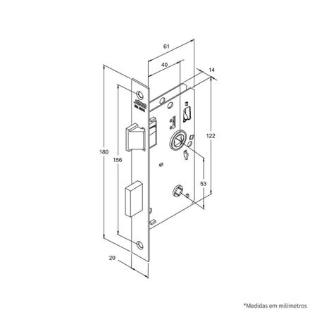 Imagem de Fechadura banheiro wc stam 823/21 rq1 inox cromado