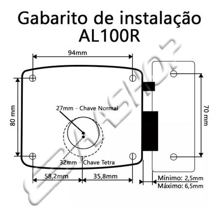 Fechadura El trica Agl Invertida Chave Tetra Igual Hdl Jfl 1583