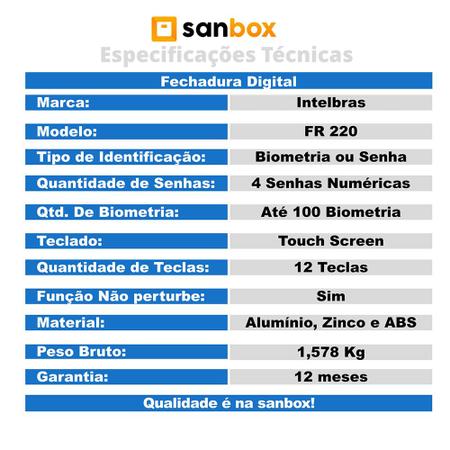 Imagem de Fechadura Eletrônica De Sobrepor Com Senha E Biometria Digital Intelbras FR 220