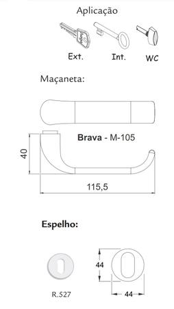 Imagem de Fechadura externa inox ip roseta redonda brava haga 1693b