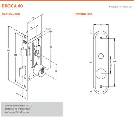 Imagem de Fechadura externa tetra stam 1800/21 espelho inox