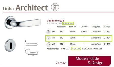 Imagem de Fechadura Interna Lafonte 6235 St2 55mm Roseta Cromado