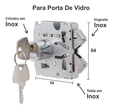 Imagem de Fechadura Para Blindex Vidro Porta De Correr