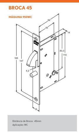 Imagem de Fechadura para Porta de Correr Bico de Papagaio WC Quadrada