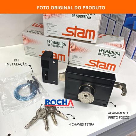 Imagem de Fechadura para Portão Sobrepor 1701/100 Inox com 4 Chaves Tetra Stam