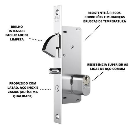 Imagem de Fechadura Porta Correr Bico Papagaio Stam 940 Aço Inox