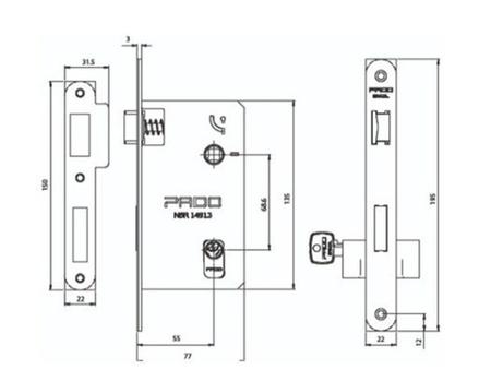 Fechadura Porta Externa Larga Cromada 55mm Pado 931-90e Cr Imagem de Fechadura Porta Externa Larga Cromada 55mm Pado 931-90e Cr