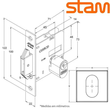 Imagem de Fechadura Stam 1006 Porta de Correr de madeira Roseta Quadrada Preto Fosco Segurança Design Moderno