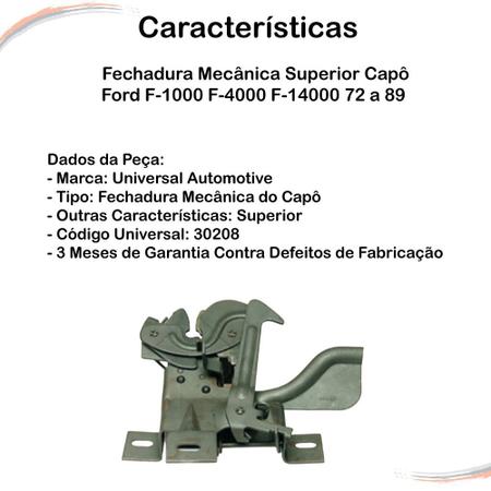 Fechadura superior capô f1000/f4000 1976 1977 1978 1979 - Paraná Auto Peças