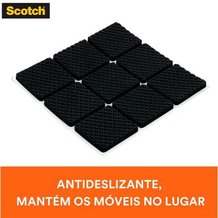 Imagem de Feltro Anti deslizante 25x25mm Quadrado Preto M com 12 peças 3M