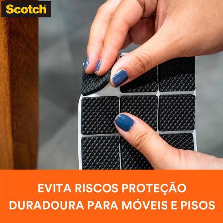 Imagem de Feltro Anti deslizante 25x25mm Quadrado Preto M com 12 peças 3M