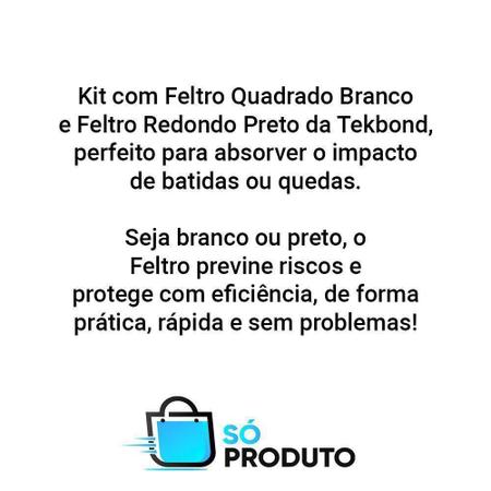 Imagem de Feltro Quadrado C16 Branco Redondo C12 Preto Cartela C28