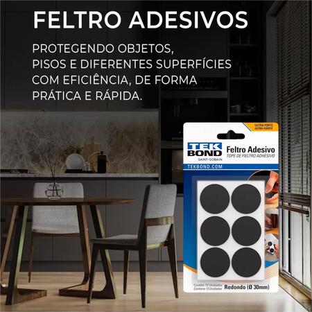 Imagem de Feltro Redondo Protetor Adesivo 24 Und 30mm - Kit 6 Und