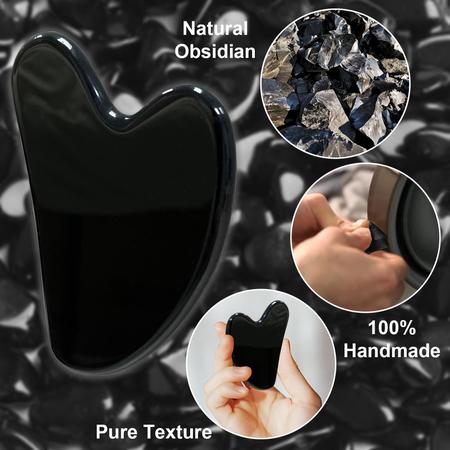 Ferramentas faciais Gua Sha BLHLA Obsidian Stone para cuidados com a pele Imagem de Ferramentas faciais Gua Sha BLHLA Obsidian Stone para cuidados com a pele