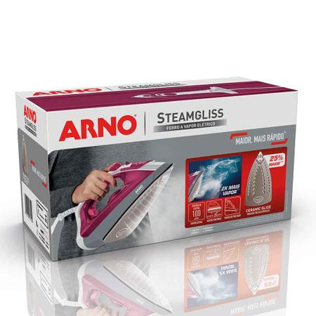 Ferro de Passar a Vapor Base Antiaderente com Spray Arno Steamgliss FSGP  1200W - Arno