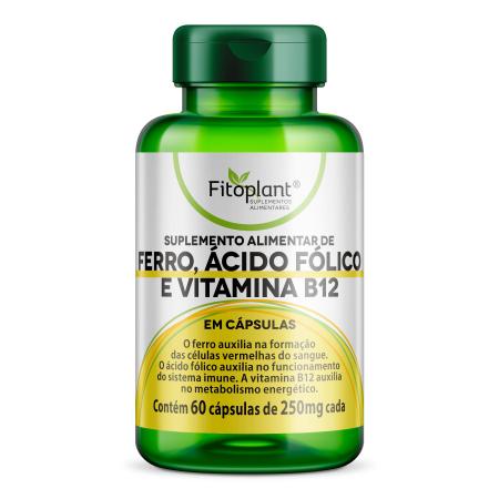 Imagem de FERRO, ÁCIDO FÓLICO E VITAMINA B12 400mg 60caps  FITOPLANT