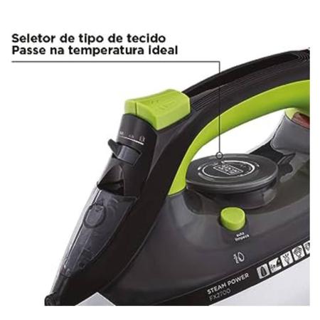 Imagem de Ferro de passar a vapor Black+Decker FX2700 cor preto e verde 127V