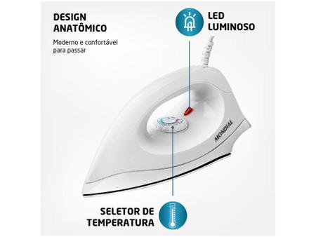 Imagem de Ferro de Passar Roupa a Seco Mondial FSN-55-B - Branco