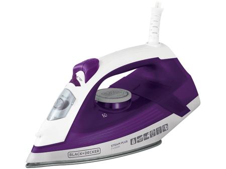 Imagem de Ferro de Passar Roupa a Vapor e a Seco Black + Decker Steam Plus FX2500 Branco e Roxo