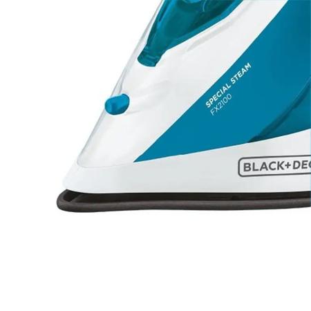 Imagem de Ferro de Passar Roupa Black Decker a Vapor 1200w FX2100-BR Branco e Azul Base antiaderente