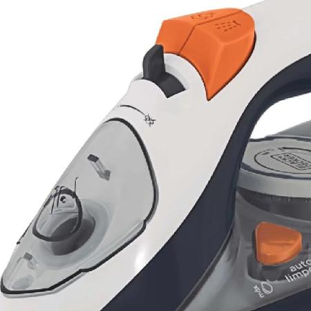 Imagem de Ferro De Passar Roupa Black Decker A Vapor 2000w FX3100 com ANTI GOTEJAMENTO autolimpante CINZA E LARANJA