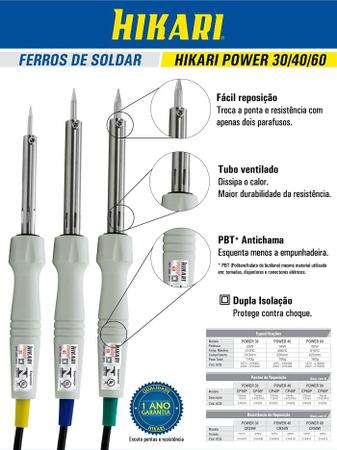 Imagem de Ferro de Solda Hikari 30 Power 25W 220V Para Manutenção