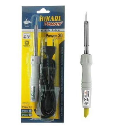 Imagem de Ferro Hikari Profissional Soldador Modelo Power 30 Potência 25w 127v Kit  2 Tubinho Estanho 1mm Cobix e Sugador de Solda