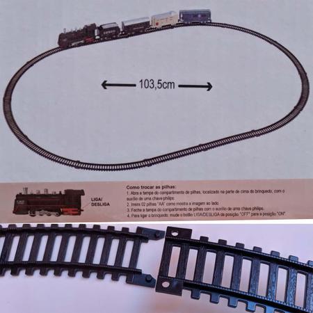 Ferrorama Trem A Pilhas Máquina Locomotiva Pista Som E Luz